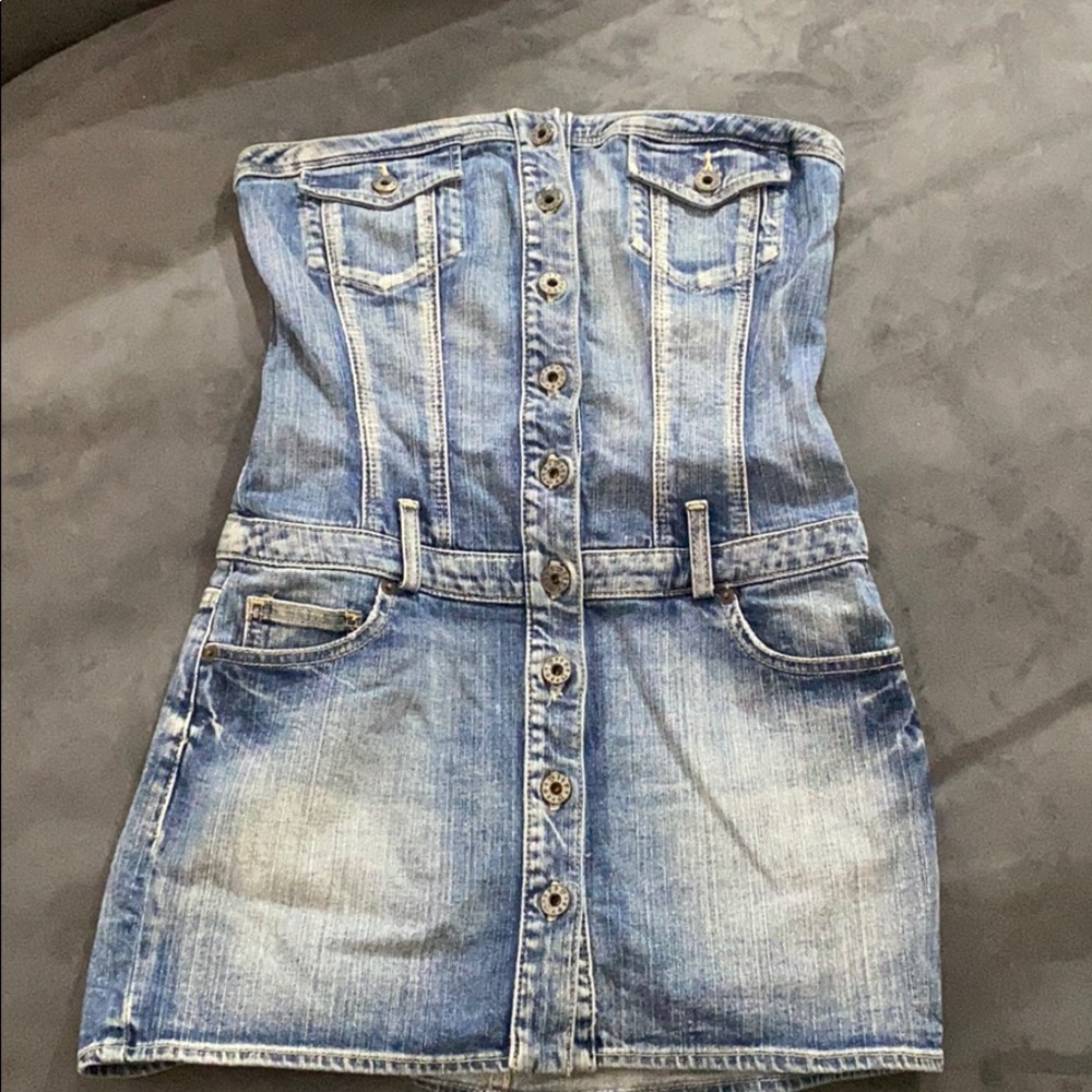 Y2K Vintage guess jeans tube-top jean dress